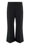 Khaite Walter Double Face Crepe Kick Flare Crop Pants In Black