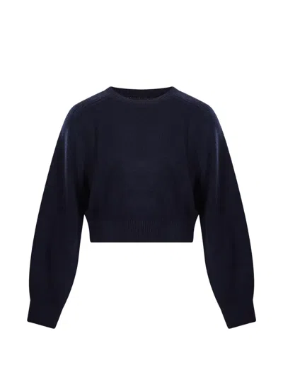 Khaite Cropped Ribbed-knit Sweater In Blue