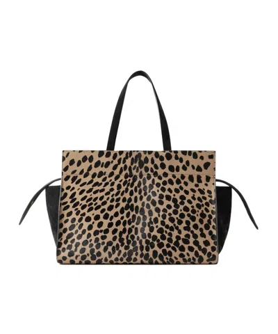 Khaite Crosby Leather-trimmed Leopard-print Calf Hair Tote In Animal Print