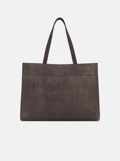 Khaite 'crosby' Suede Cocoa Bag In Brown