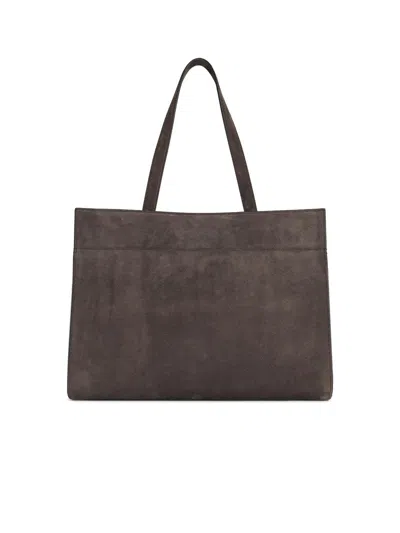 Khaite 'crosby' Suede Cocoa Bag In Grey