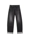 Khaite Cuffed Denim Jeans In Black
