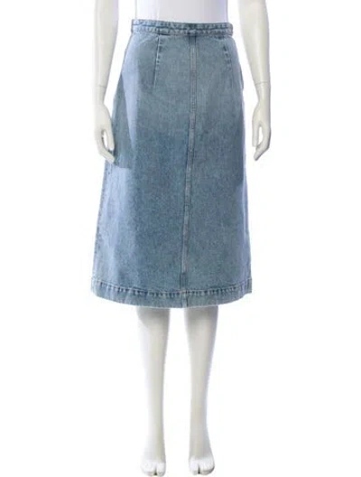 Pre-owned Khaite Cutout Accent Knee-length Skirt In Blue