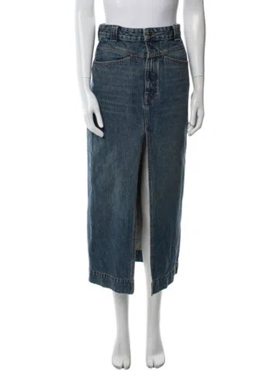 Pre-owned Khaite Cutout Accent Midi Length Skirt In Blue