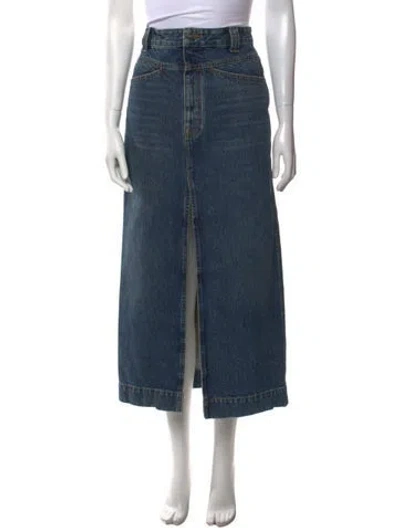 Pre-owned Khaite Cutout Accent Midi Length Skirt In Blue