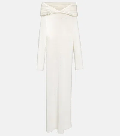 Khaite Cyra Knitted Cotton-blend Maxi Dress In Ivory