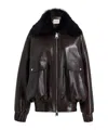 Khaite Daemon Oversized Leather Jacket With Shearling Collar In Black