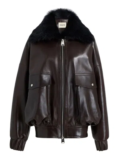 KHAITE DAEMON JACKET WITH SHEARLING COLLAR