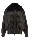 Khaite Daemon Oversized Leather Jacket With Shearling Collar In Brown