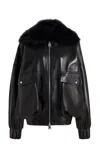 Khaite Daemon Shearling-trimmed Leather Jacket In Black