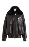 Khaite Daemon Shearling-trimmed Leather Jacket In Brown