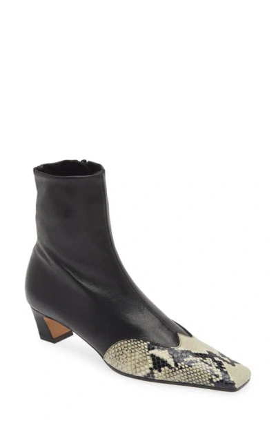 Khaite Dallas Cap Toe Sock Bootie In Black/ Natural