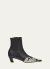 KHAITE DALLAS MIXED LEATHER ANKLE BOOTS