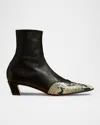 Khaite The Dallas 85mm Leather Ankle Boots In Black Natural