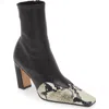 Khaite Dallas Square Toe Sock Bootie In Black/natural