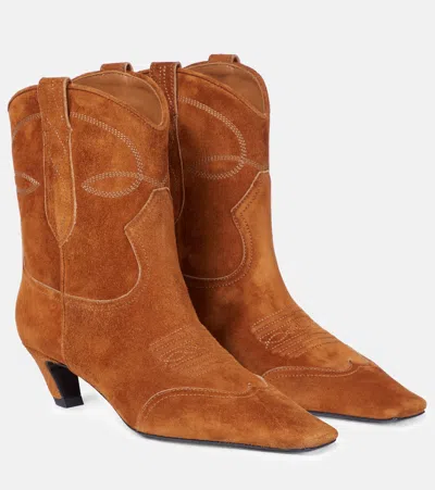 Khaite Dallas Suede Cowboy Boots In 棕色