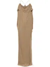 Khaite Dandora Draped Silk Gown In Brown