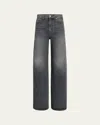 Khaite Dane Mid-rise Stretch Denim Wide-leg Jeans In Gray