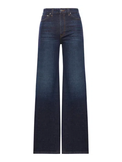Khaite Dane High Waisted Wide-leg Jeans In Blue