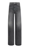 Khaite Dane Mid-rise Stretch Denim Wide-leg Jeans In Gray