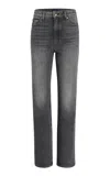 Khaite Daniella Mid-rise Stretch Denim Straight-leg Jeans In Gray