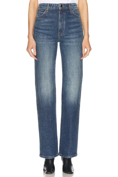 Khaite Winslow Mid Rise Denim Baggy Jeans In Blue