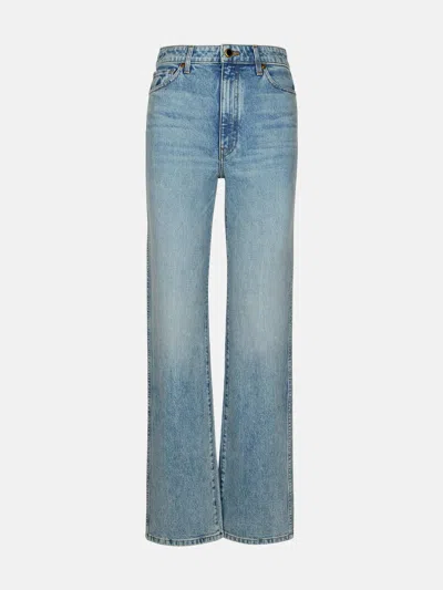 Khaite Danielle Jeans In A High Rise Cotton Blend In Light Blue