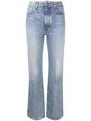 Khaite Martin Distressed Rigid High-rise Straight-leg Jeans In Blue