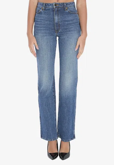 Khaite Danielle Straight-leg Faded Jeans In Blue