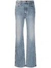 Khaite Martin Distressed Rigid High-rise Straight-leg Jeans In Blau