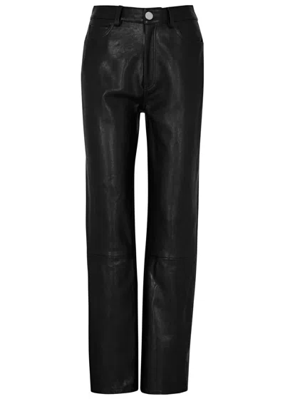 Khaite Danielle Straight-leg Leather Trousers In Black