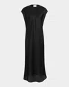 Khaite Darby Cap-sleeve Bias Silk Maxi Dress In Black