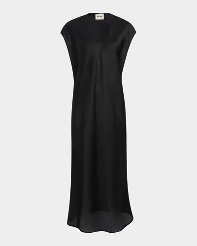 Khaite Darby Cap-sleeve Bias Silk Maxi Dress