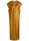Khaite Darby Cap-sleeve Bias Silk Maxi Dress In Gold