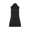 Khaite Sleeveless Black Dress With Draped Neckline In Black