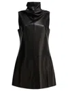 Khaite Daria Turtleneck Leather Mini Dress In Black