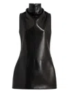 Khaite Daria Turtleneck Leather Mini Dress In Black