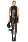 Khaite Daria Turtleneck Leather Mini Dress In Black