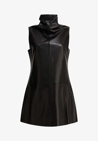 KHAITE DARIA LEATHER MINI DRESS