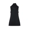 Khaite Sleeveless Black Dress With Draped Neckline In Black