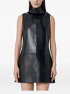Khaite Daria Turtleneck Leather Mini Dress In Black