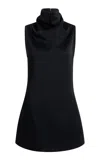 Khaite Daria Turtleneck Crepe-satin Mini Dress In Black