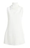 Khaite Daria Turtleneck Crepe-satin Mini Dress In Off-white