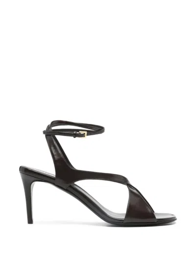 KHAITE WOMEN DARK BROWN ANKLE-STRAP HEELS