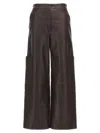 Khaite Wide Leg Cargo Trousers With Multiple Pockets In Dark Brown