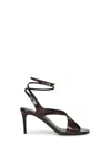 Khaite Liria Leather Crisscross Wrap Ankle-strap Sandals In Brown