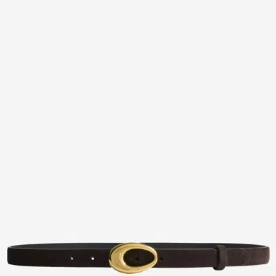 KHAITE DARK BROWN GOLDEN BUCKLE BELT