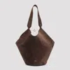 Khaite Dark Brown Lotus Small Calf Skin Tote Bag In Brown