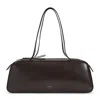 Khaite Simona Crackle Patent Elongated Tote Bag In Brown