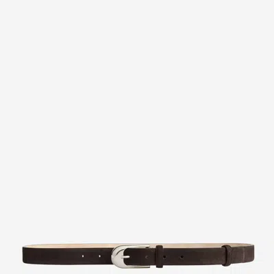 Khaite Dark Brown Textured Buckle Belt